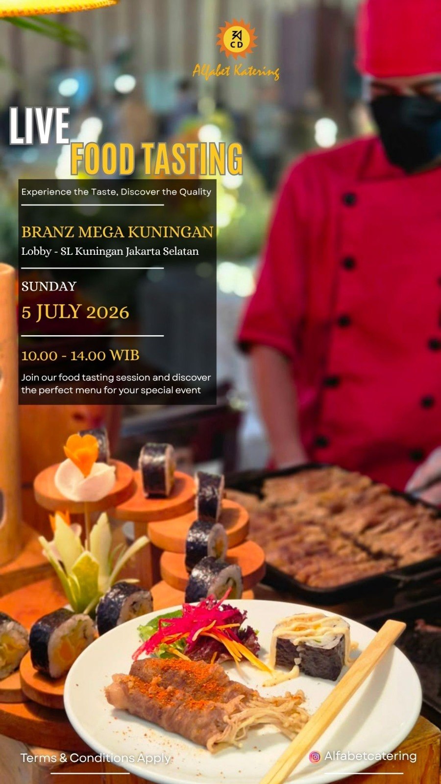 BRANZ Mega Kuningan Live Food Tasting event in collaboration with Alfabet Katering — Sunday 5 July 2026