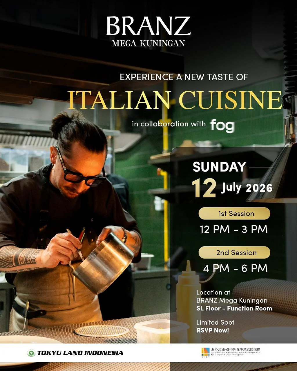 BRANZ Mega Kuningan Italian Cuisine event in collaboration with Fog — Sunday 12 July 2026